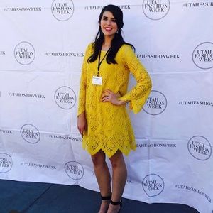 Yellow Lace Dress, Size Medium